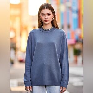 Zara Blue Oversized Crewneck Soft Knit Sweater Size M